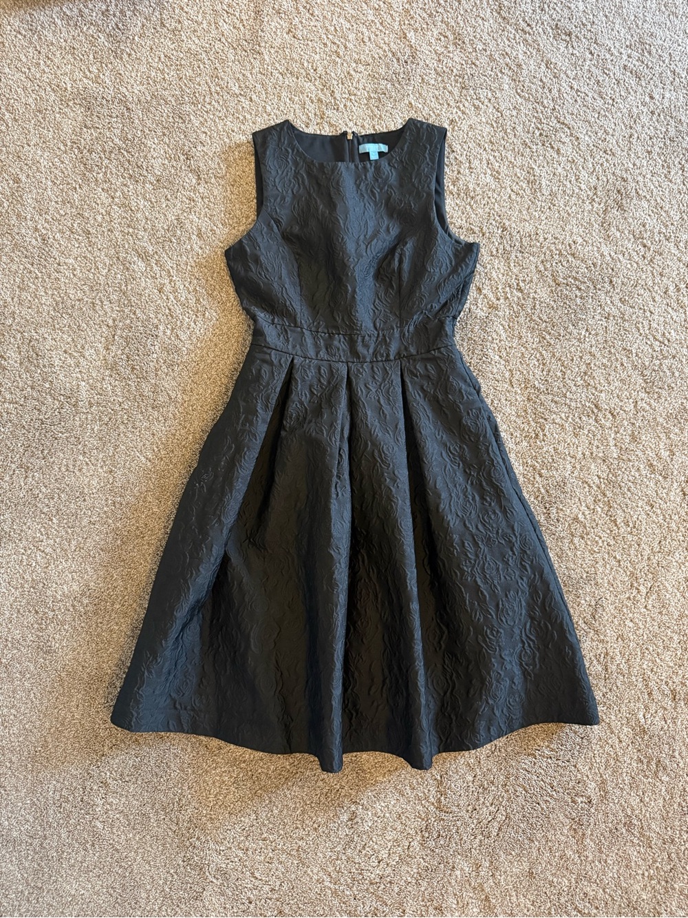Draper James RSVP Classic Fit and Flare Floral Embossed Black Dress